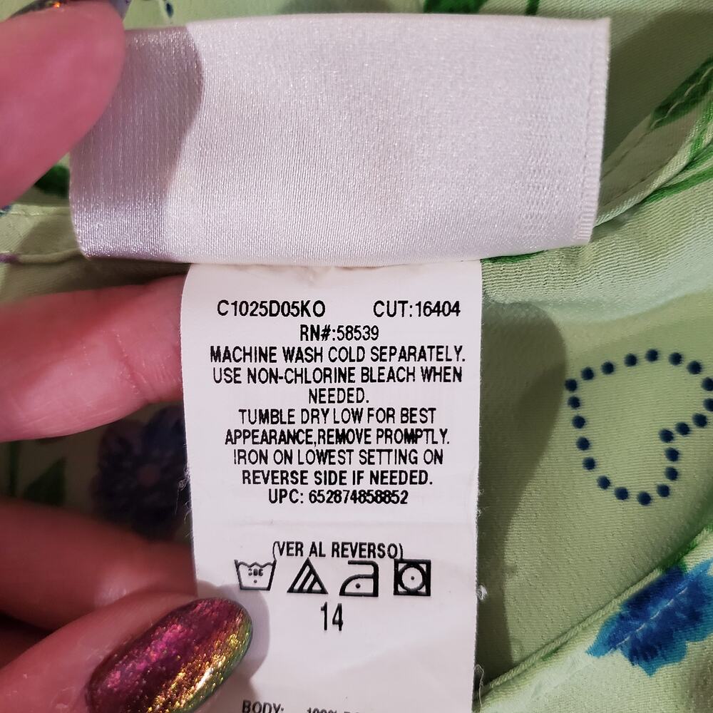 Vtg SWAT Kids 90s y2k Floral Heart Sleeveless Tieback Dress Girl 14 Green Summer - Picture 5 of 8